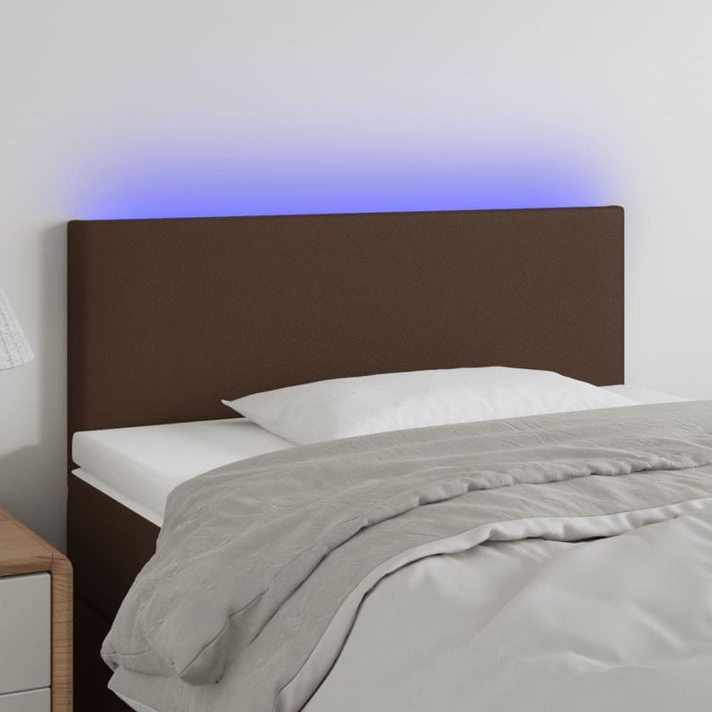 Vidaxl Čelo postele s LED hnedé 80x5x78/88 cm umelá koža